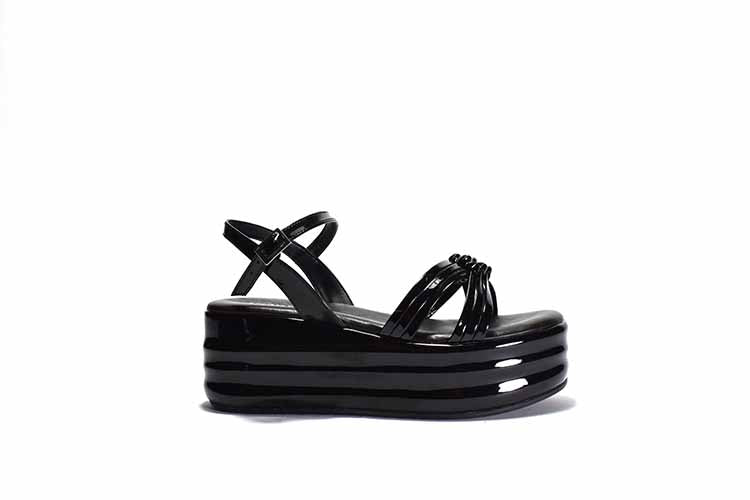 SARAI Black Leather Strappy Platform Sandal | Women's Sandals – Steve Madden